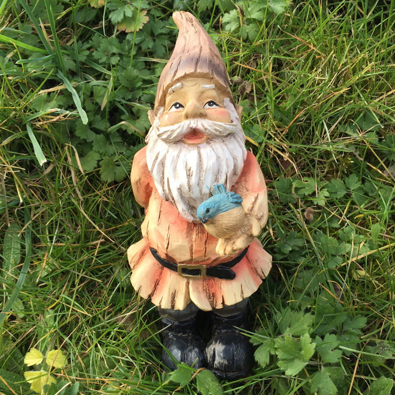 Castleton Home Woodland Gnome Holding Bird Outdoor Decorative Garden